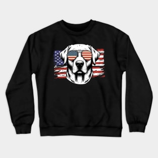 Labrador Retriever Patriotic Sunglasses American Flag 4th of July Crewneck Sweatshirt